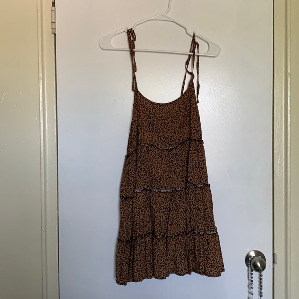 Cheetah print dress with tie up straps